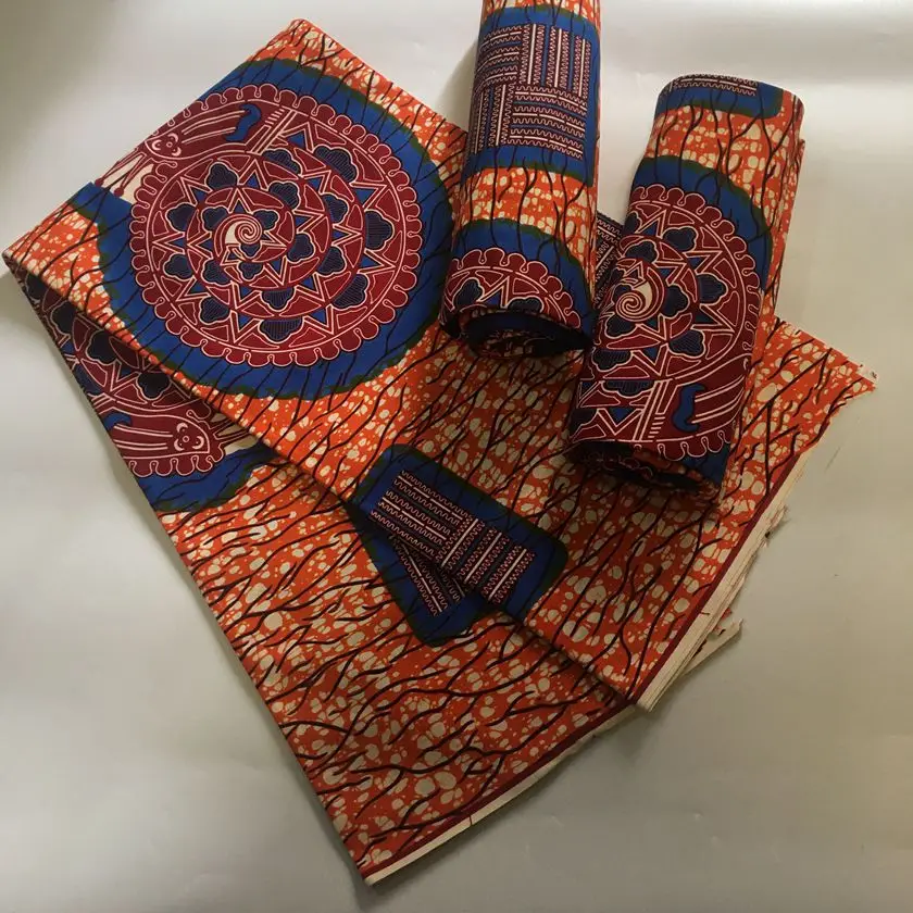 2024 Nigerian Lace Fabrics ASO EBI African Cotton Print Ankara High Quality Veritable Wax 2023 Pagne Africain Ankara Wax blue