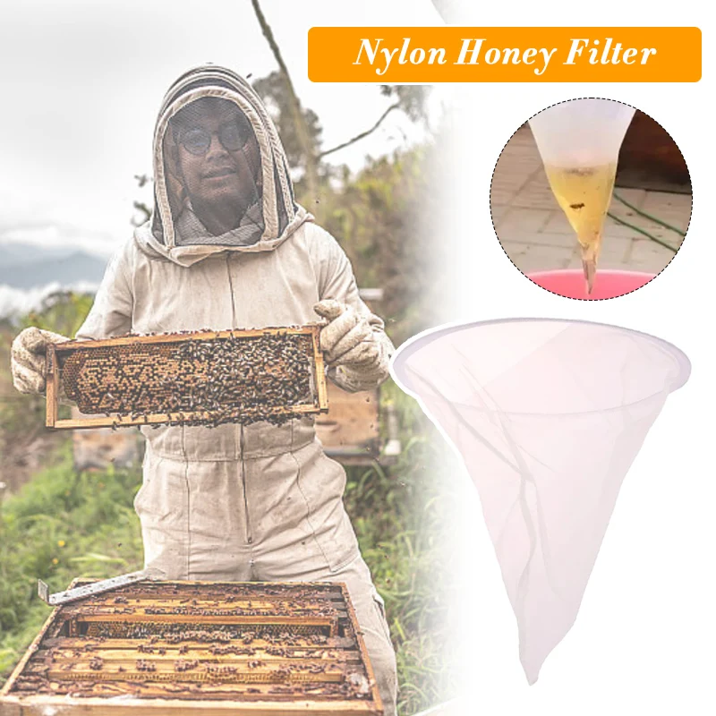 

1Pc Honey Filter Nylon Cone-Shaped Sieve Funnel 150 Mesh Filter Cloth Honey Extraction Tool Conical Mesh Net Accessories