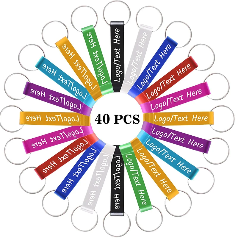 

40Pcs Personalized Beer Bottle Opener Keyring Laser LOGO-Aluminum Opener Keychain for Kitchen Wedding Party Customized Logo