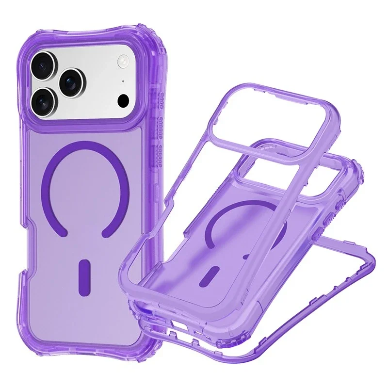 Armor 3IN1 PC TPU Magnetic Charging Clear Case for iPhone 17 Pro Max - Port Access