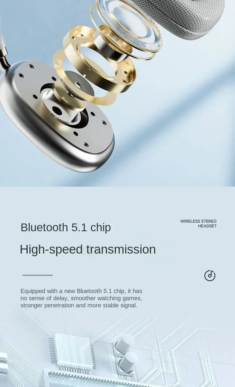 Description Picture 4 of itemWireless P9 Pro Max Air Headphones Smart Noise Reduction Bluetooth TWS Earbuds Over Ear Stereo Sound Sport Music Gaming Earphone