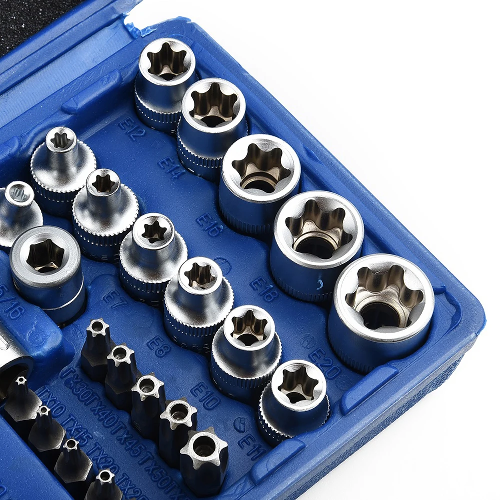 34 Pezzi Torx Star Socket & Bit Set Maschio/Femmina E-Security Bits Drive Tool Coppia Multifunzione Kit Di Strumenti Di Riparazione Domestica