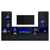 3 Piece Fireplace TV Stand + Bookcase Set, Includes 68" TV Stand with 40" Fireplace, 2 X Bookcase Storage Cabinet, TV Stand Set 6