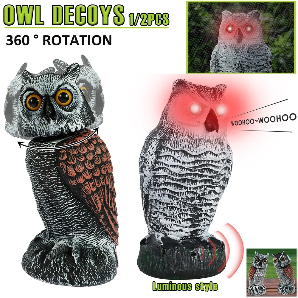 12PcsRealisticOwlDecoyPESimulationOwlBirdDeterrentwith360