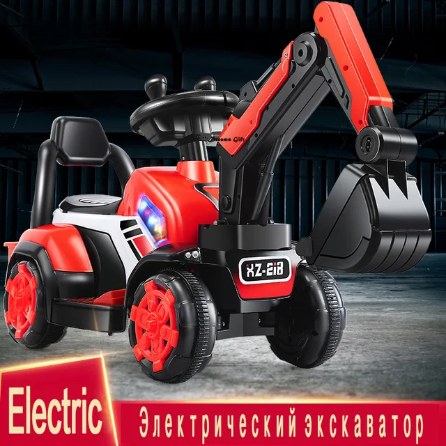Children's electric car toy engineering car old toy battery double drive with remote control knight excavator Russia free shipp 6