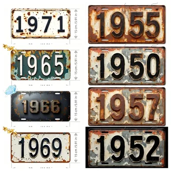 1950-1980 Aluminum License Plate Tag, Polished Metal Front Car Plate, Fade-Resistant & Easy Install Fit for Carsfor Bar,2D Flat 1