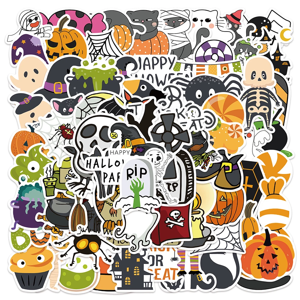 

10/30/50/100pcs Cute Cartoon Halloween Stickers Magic Potion Decals Laptop Luggage Guitar Skateboard Decoration Sticker Kid Toy