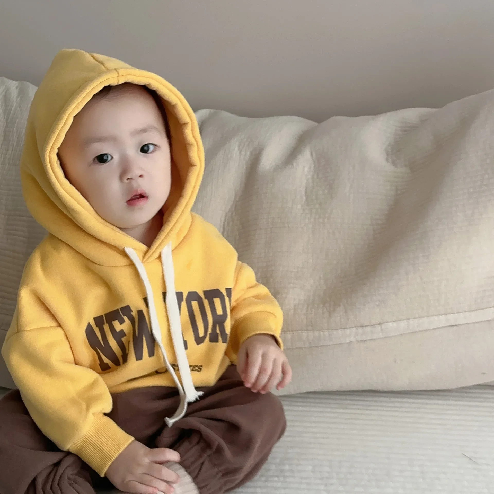 

Fashion Autumn New Baby Letter Print Hooded Sweatshirt Cotton Infant Boy Casual Hoodie Children Cotton Sweatshirt Baby Clothes