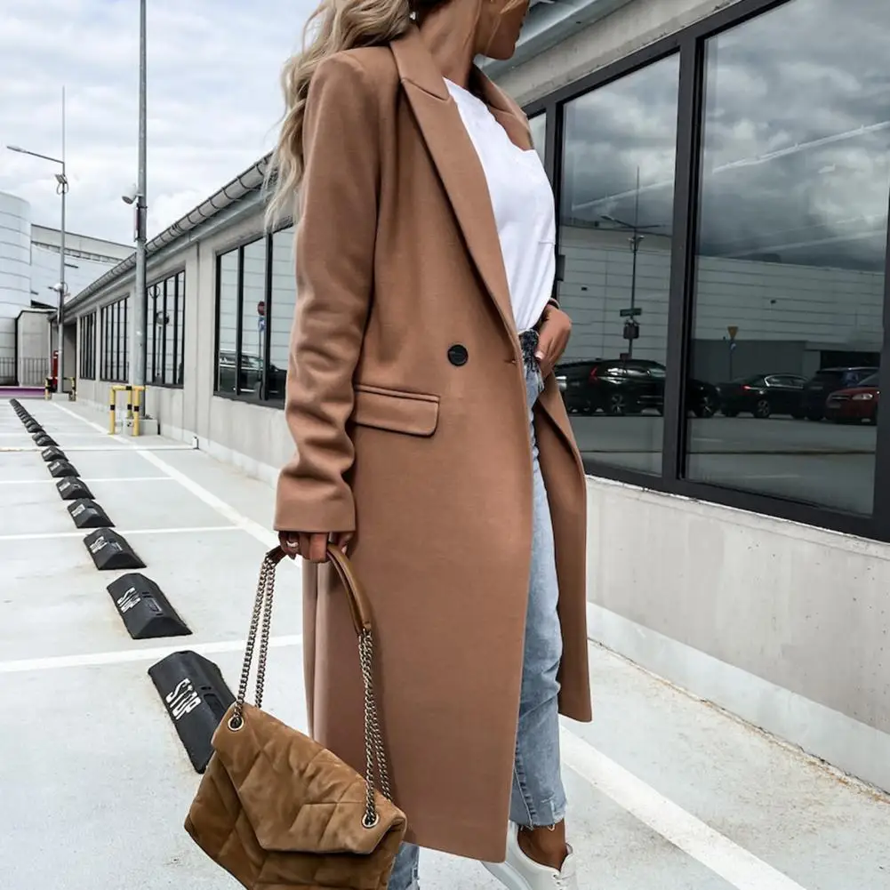 Women Elegant Long Fux Wool Coat Suit Collar All Match Long Sleeve Button Placket Winter Warm Overcoat пальто женское весна 2022 пальто katya erokhina