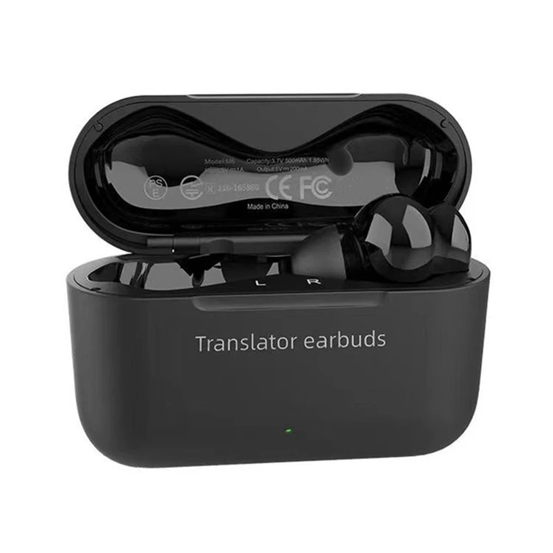 

M6 Mini Translation Headset 127 Languages Translation Smart Voice Translator Wireless Bluetooth Translation Headset Black