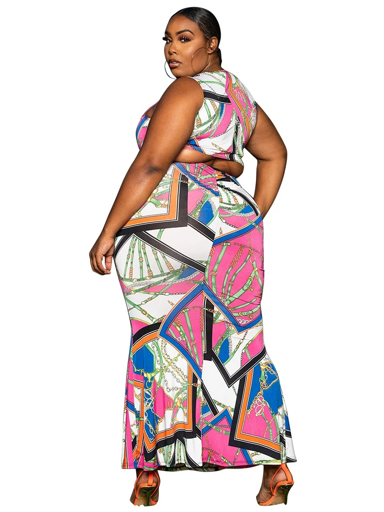 2022 African Dresses For Women Summer Sexy O-Neck Sleeveless Robe Dress Elegant Fashion Female Long Dress Africa Clothing african wear for women