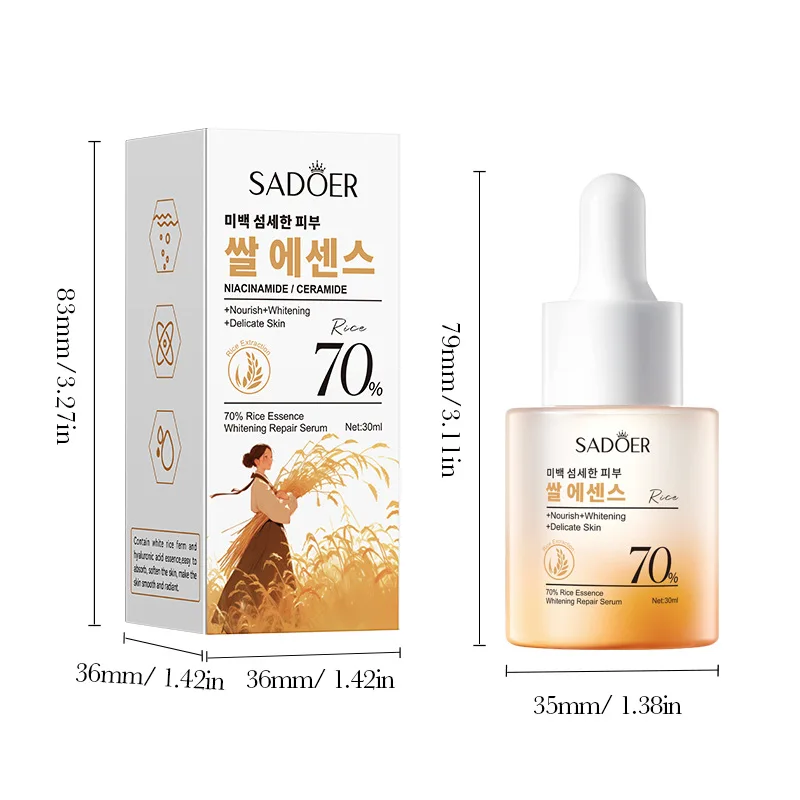 SADOER Rice Essence Serum Face Whitening Cream Moisturizing Hydrating Anti-aging Facial Essence Korean Skin Care Cosmetics