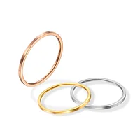DARHSEN Fashion Jewelry Stainless Steel Small 1mm Girl Women Rings Solid Polished Black Silver gold Color size 3 4 5 6 7 8 9 10 1