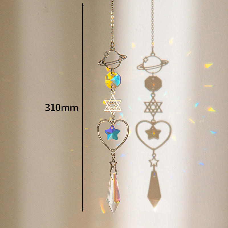 Crystal Suncatcher Light Catcher Heart Crystal Pendant Window Wind Chime Rainbow Chaser Hanging Drop Home Windchime Garden Decor