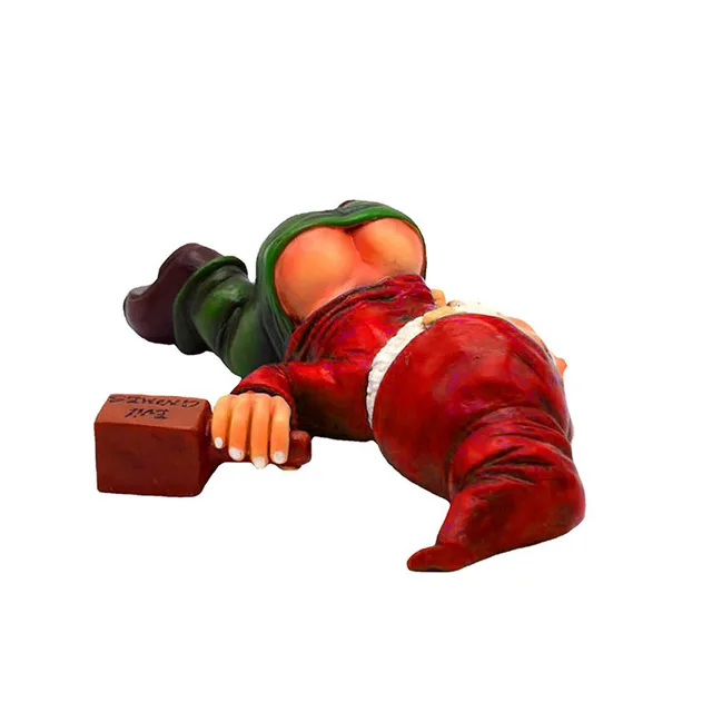 S/M/L Kék Piros Törpe Fekvő Részeg Gnóm Szobrok Tündérkerti Dekoráció Díszek Virág Edény Mikro Táj Kültéri Figura Dísz - Image 6