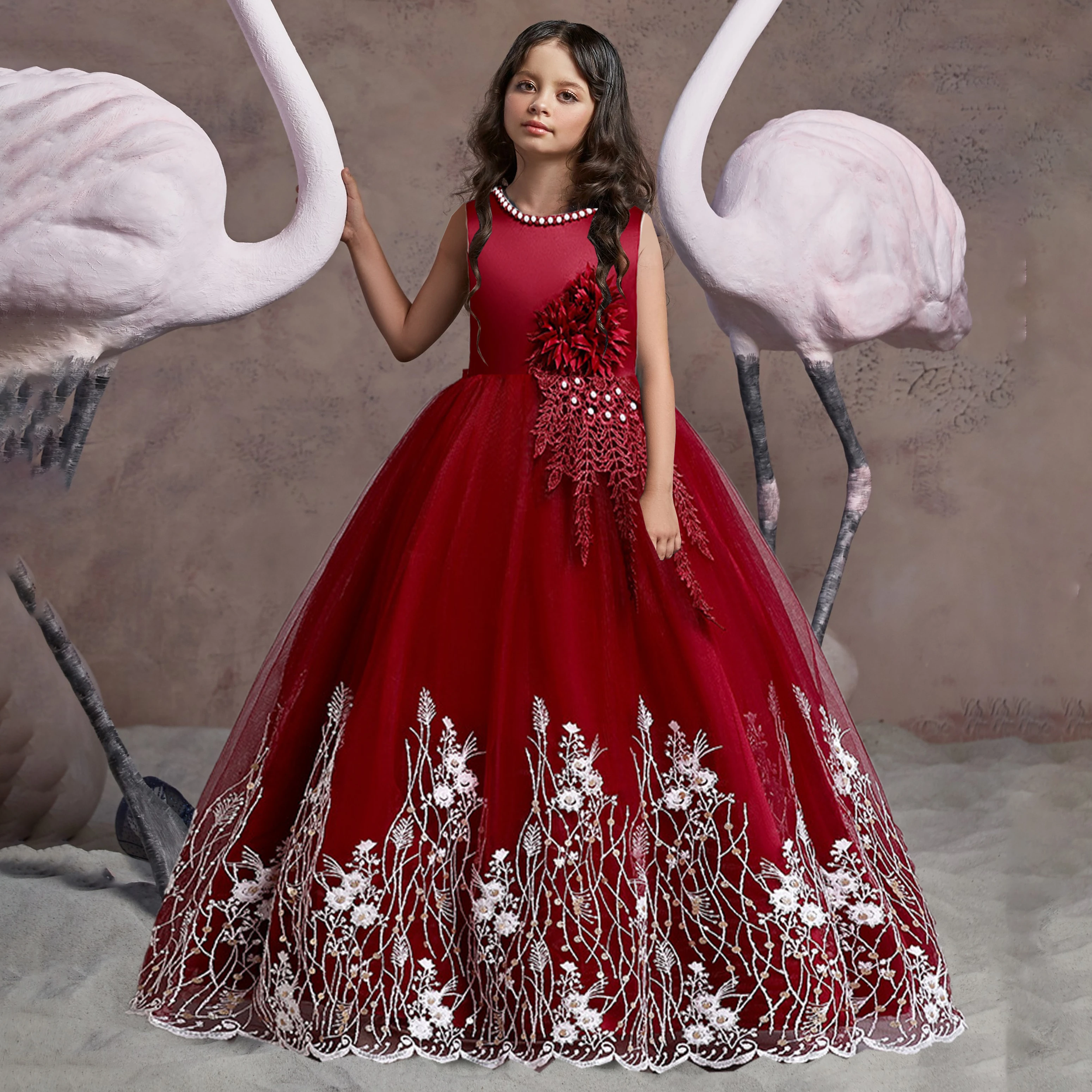 Children Evening Dresses Girls Wedding Flower Girl Dresses Kids Girls