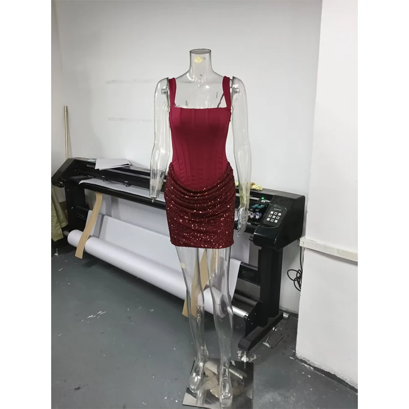 Women Sexy Sequin Patchwork Sling Mini Dress Lady Chic Off-shoulder Backless Waist Cinching Slim Short Dresses Club Party Gowns Sbb00d705f6464274854ea6df0bb8c8b2J