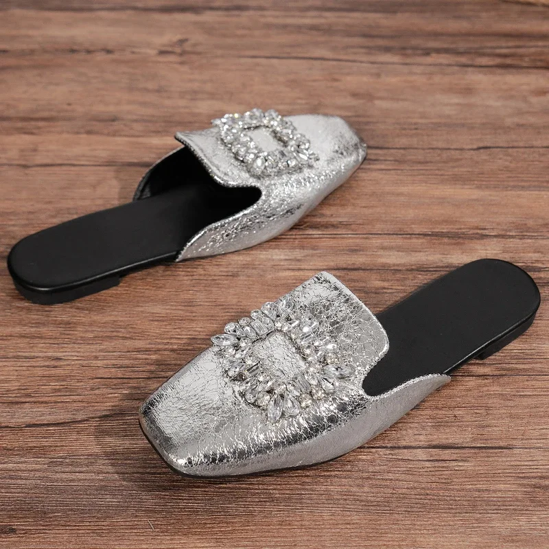 

Повседневная однотонная искусственная кожа, новинка 2024, Лидер продаж, летняя Резиновая женская обувь, женские тапочки на квадратном каблуке