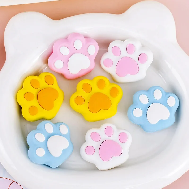 3 개/몫 귀여운 다채로운 고양이 발톱 연필 지우개 크리 에이 티브 새끼 고양이 고양이 발 지우개 깨끗한 조립 고무 Kawaii 키즈 편지지 닦아