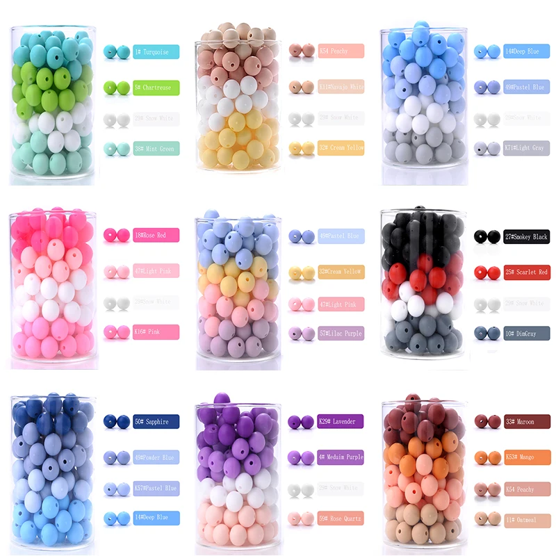 50Pcs/Lot 12mm Baby Teether Silicone Beads Round Silicone Bead Accessories for DIY Newborn Pacifier Chain Bracelet Chewable Toy