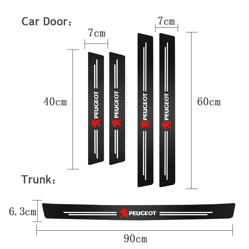 1/4/5Pcs car door sill scuff plate decor carbon fiber stickers for Peugeot 206 3008 208 308 307 2008 508 607 406 407 301 106 408 car stickers car interior accessories