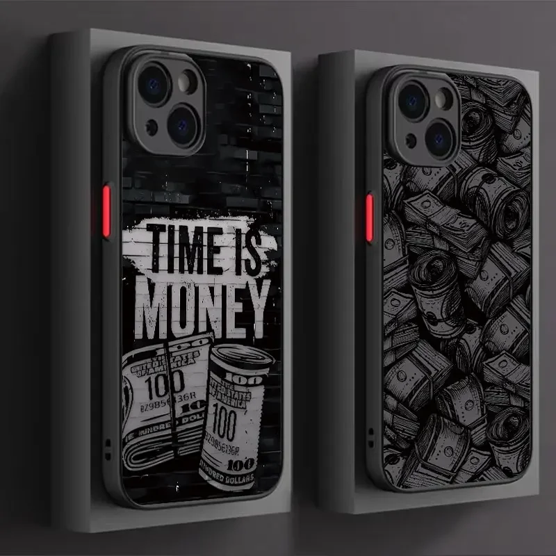 7Time is Money Banknote Handyhülle für iPhone 17 16 15 14 13 12 11 Pro Max Mini SE 7 8 Plus stoßfeste matte Hardcover Fundas