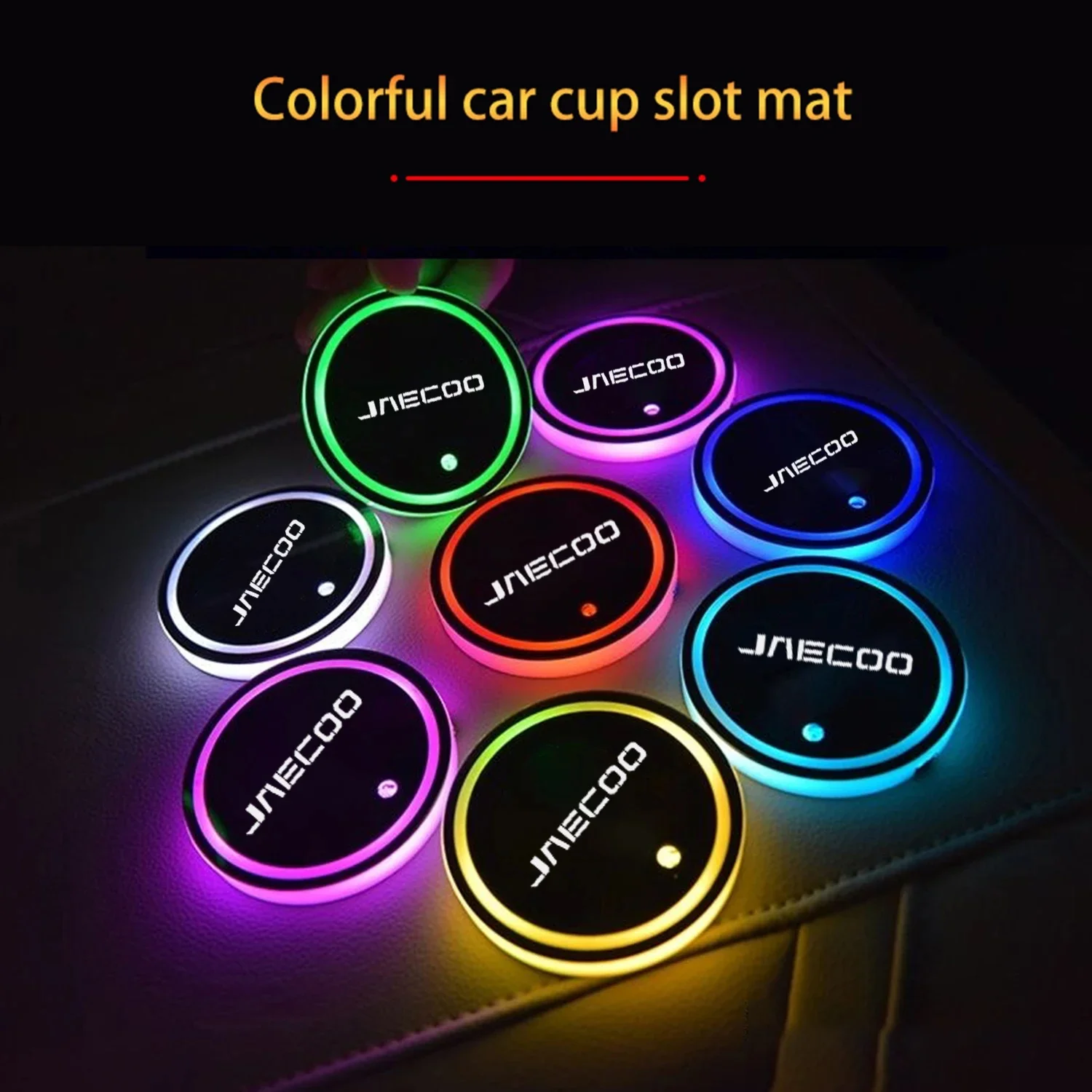 2개 7색 RGB 발광 자동차 컵받침 (재쿠 J9 J7 J6 제투어 X70 티고 7 프로 자동차 실내 장식 액세서리)
