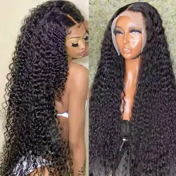 CEXXY 250 Density HD 13X6 360 Full Transparent Deep Water Wave curly Lace Frontal Wigs 30 40 Inch 13x4 Lace Front Human Hair Wig