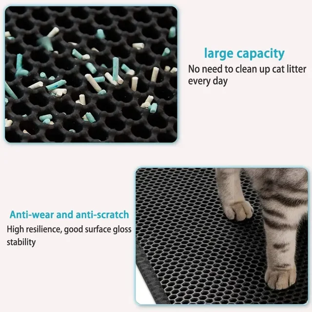 Cat Litter Mat Waterproof Urine Proof Kitty Litter Mat Honeycomb Double Layer Litter Box Mat Skidproof Soft EVA Cat Litter Mat 4