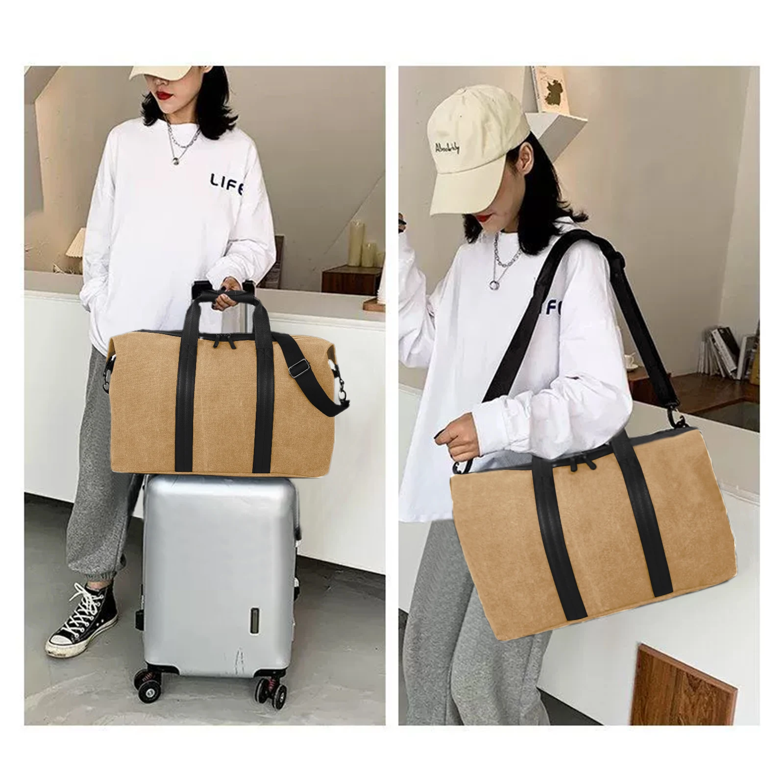AFKOMST 2024 Large Capacity Carry on Luggage Travel Bag for Men Women Sturdy Duffels Bag Travelling Handbag