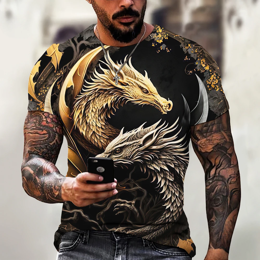 

T-Shirt Fashion 3d Printed T Shirt Animal Pattern Short Sleeved Oversized Streetwear Tees Summer Casual Mens Tops