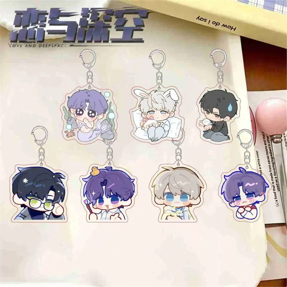 6CM Love and Deepspace Acrylic Keychain Xavier Zayne Rafayel Key Chain Man Shen Xinghui Lishen Qiyu Cute Key Ring Bag Pendant