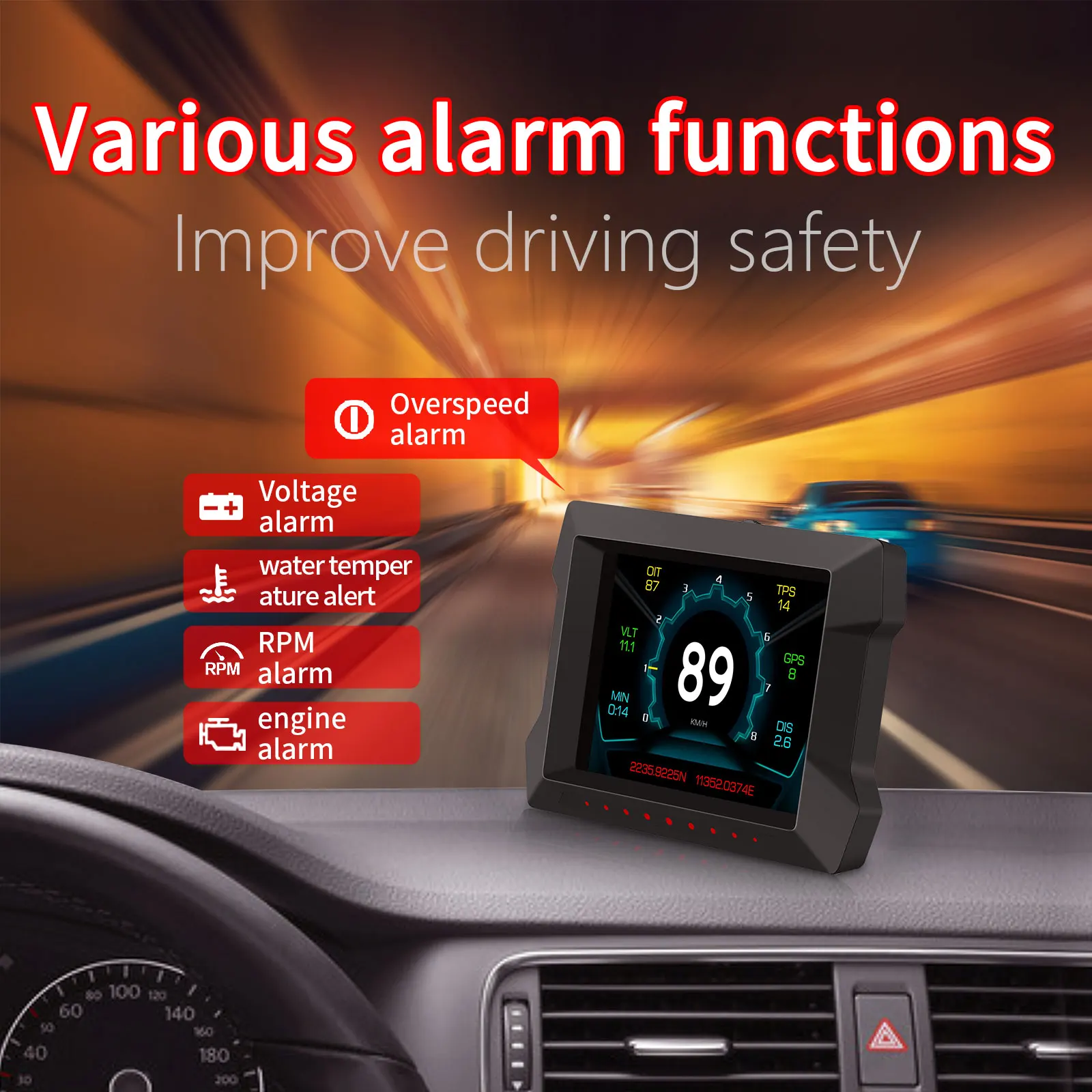   ÷ OBD2 GPS  ý ȭ LCD ȭ HUD ڵ  ڵ  , Gps ӵ, 2023