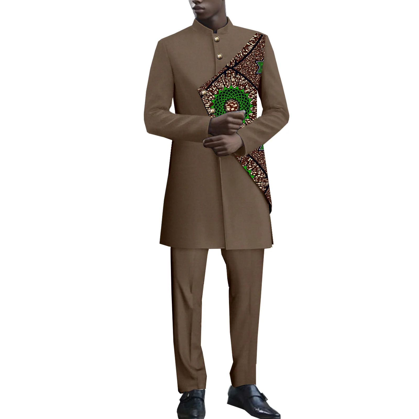 

SEA&ALP Men African Attire Wax Fabric Jacket and Pants 2 Piece Set Outfit Dashiki Nigerian Suit Wedding Clothing