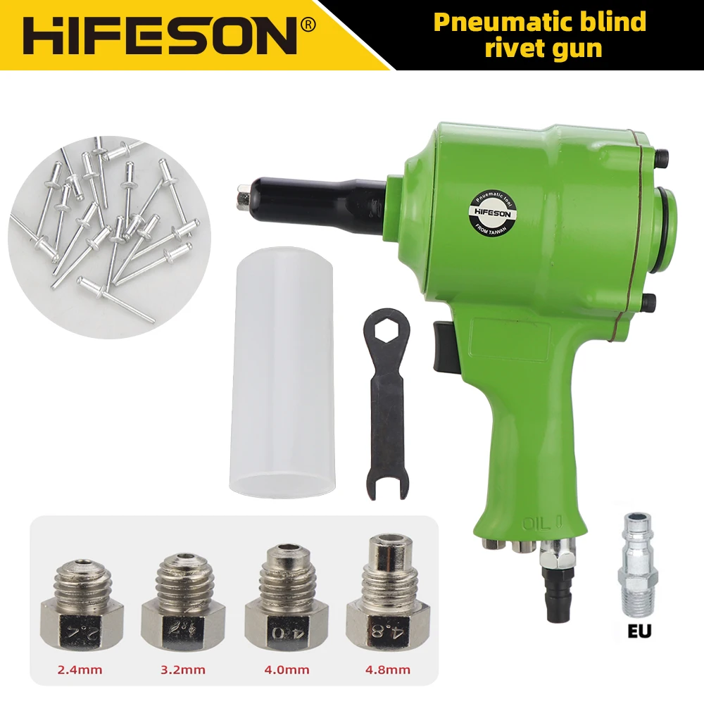 HIFESON Pneumatic Blind Rivet Gun Air Nail Gun Tool Automatic POP Riveters Riveting Tool for 2.4mm 3.2mm 4.0mm 4.8mm