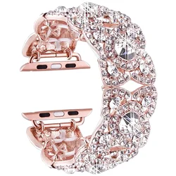 Elegant Diamond Bling Metal Wristband - 42 44 45 49mm (1215Rose Gold)