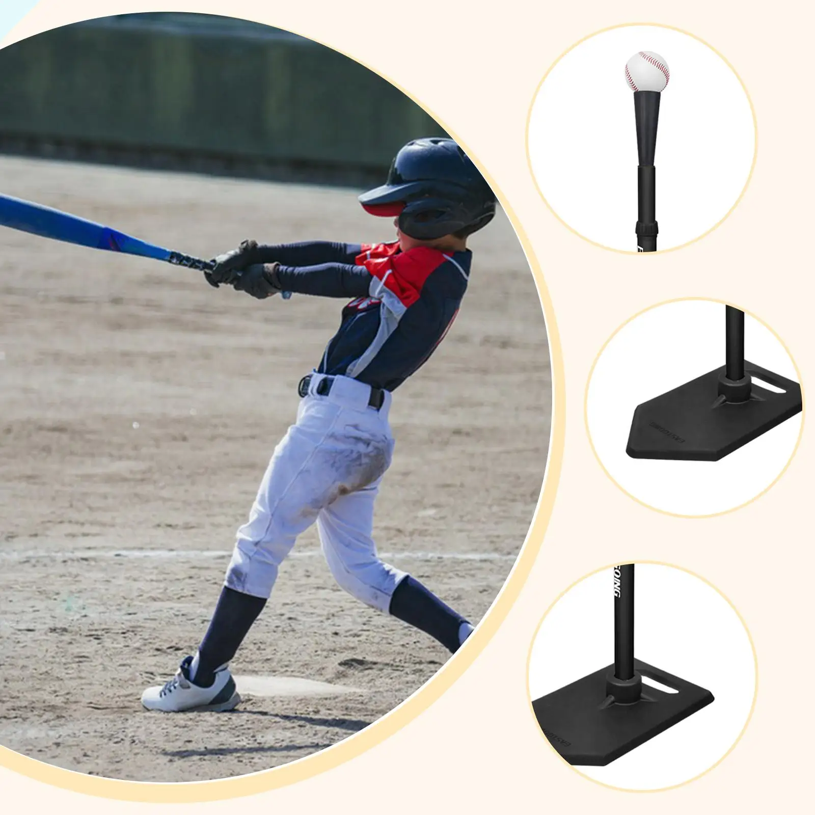 Base in gomma regolabile per maglietta da battuta da baseball e softball per tutte le età e le abilità