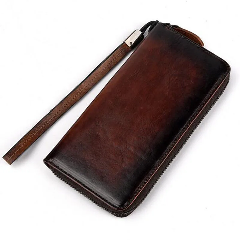 High Quality Natural Skin Women Clutch Purse ID/Credit Cards Multi-Capacity Vintage Handy Bag Genuine Leather Wrist Long Wallet | Багаж и