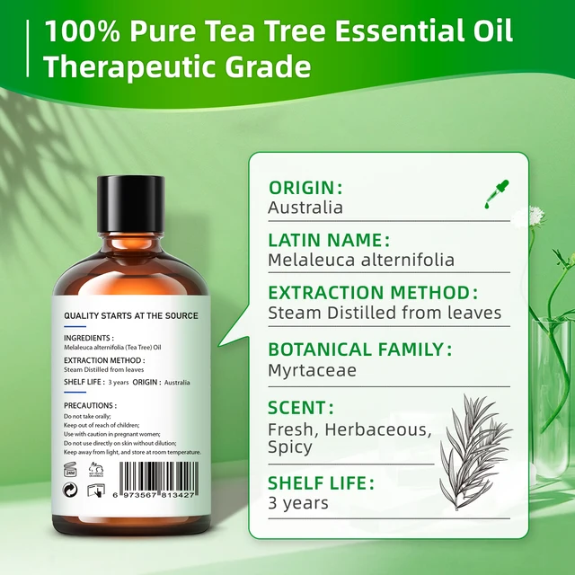 HIQILI 100ML Tea Tree Essential Oils for Diffuser Humidifier Aromatherapy Massage Aromatic Oil for Candles Making Soap Hair care - Image 3