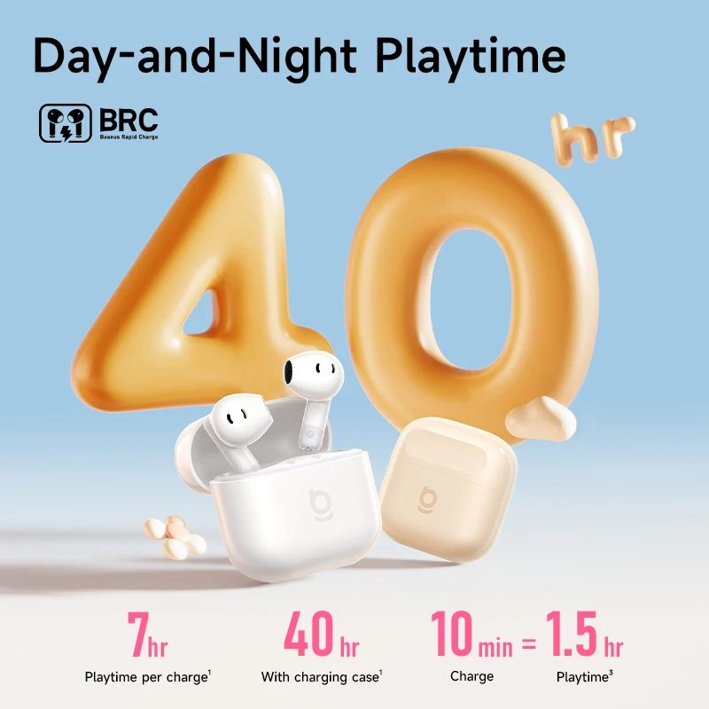 Baseus Bass BS2 Lite True Wireless Earbuds Bluetooth 6.0 Semi-in-Ear Earphones 2-Mic AI ENC 40H Playtime IP55 SuperBass Ear buds - Image 6