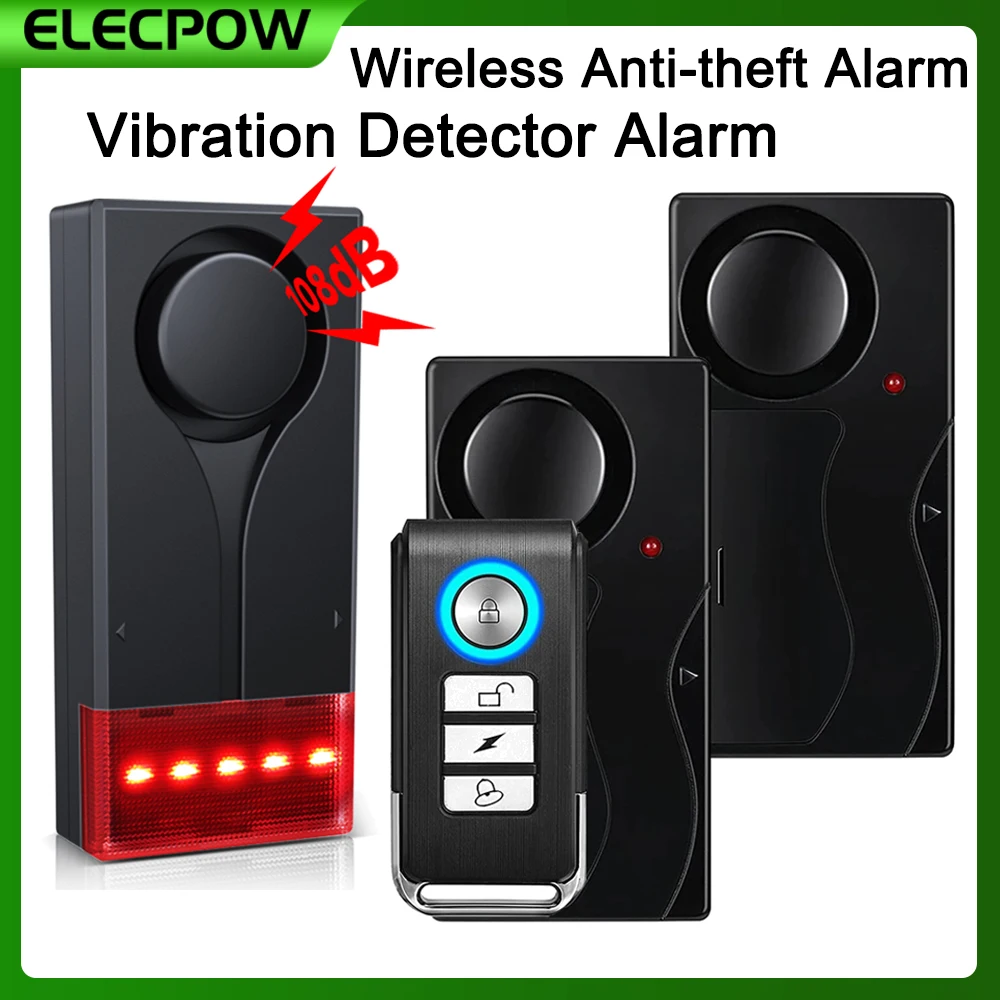 Elecpow Door And Window Vibration Alarm Wireless Anti-Theft Home Security Alarm 110dB Bicycle Burglar With Remote Control