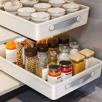 Kitchen Drawer No Installation Required Sliding Rail Seasoning Storage Box Moistureproof Multipurpose Boxes Lower Sink Bowl Rack 2