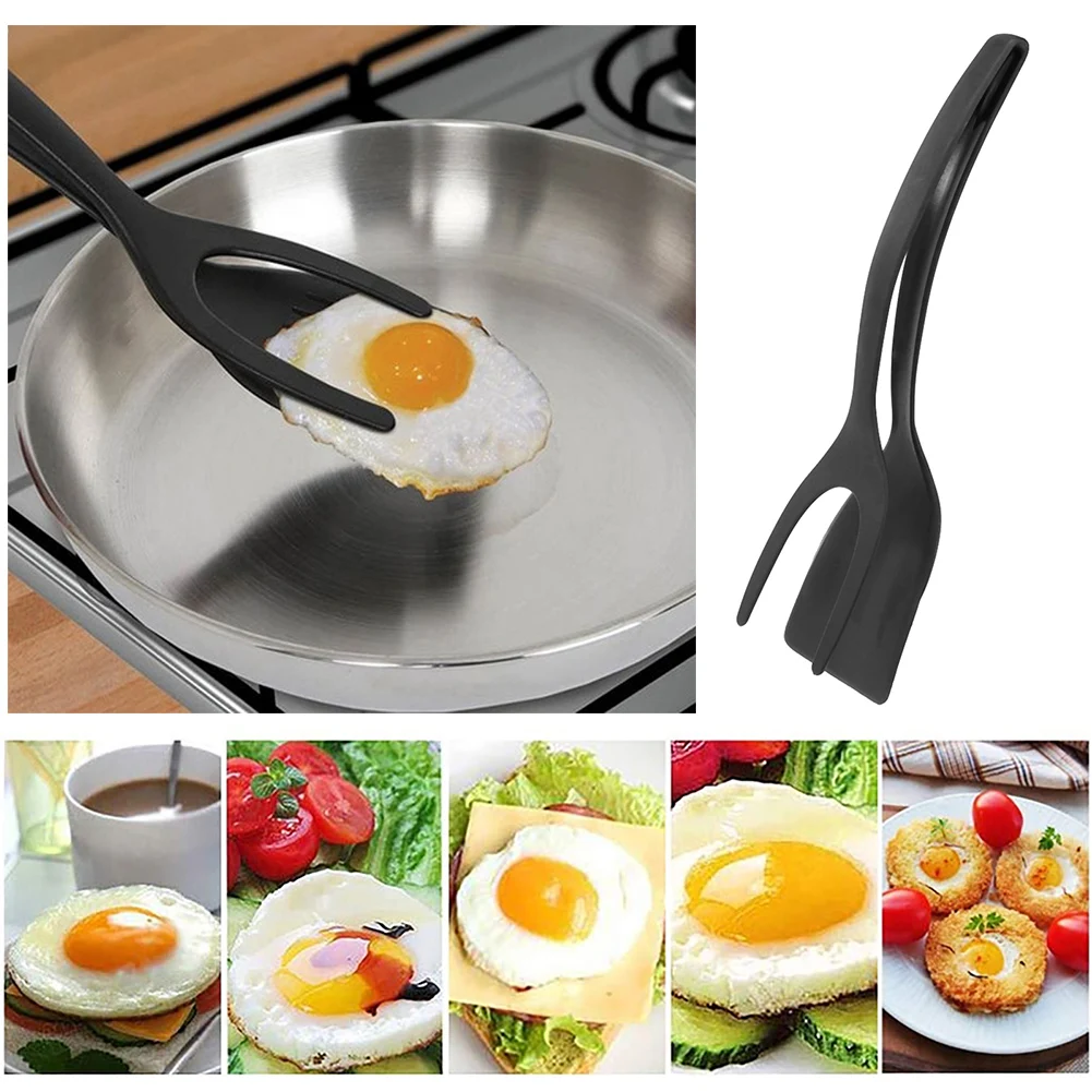2 in 1 Silicone Spatula Non Stick Grip Flipper Egg Steak Spatula Clamp Pancake Fried Turner Tong Kitchen Cooking Tools 1-5PCS