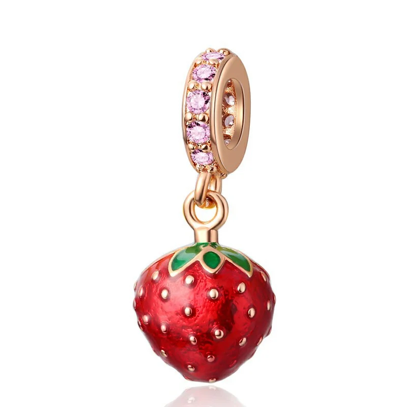 Hot Sale Cherry Fruit Lemon Slice Strawberry Durian Apple Chili Charm Beads Fit Original 925 Sterling Silver Bracelet Jewelry 6