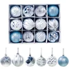 12pcs/set Christmas Round Balls Ornaments With Hanging Rope Christmas Tree Balls Pendant Navidad 2025 New Year Party Decorations 1