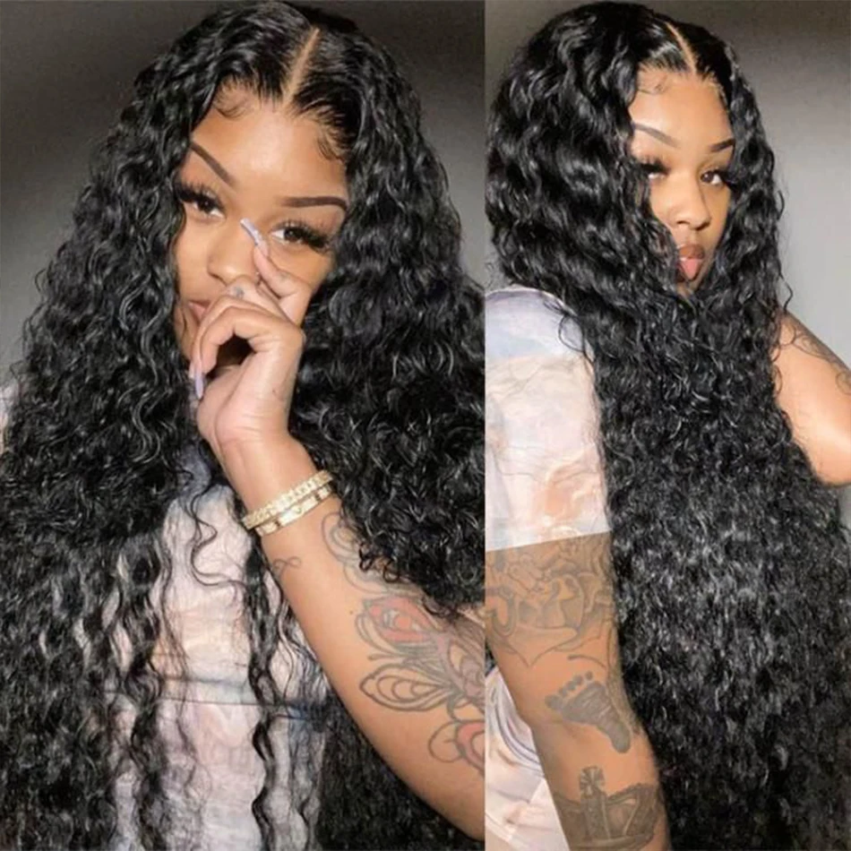 13X4 Kinky Curly Lace Wigs Synthetic Wig 180% Density Natural Black Soft Long Glueless High Temperature With Baby Hair For Women