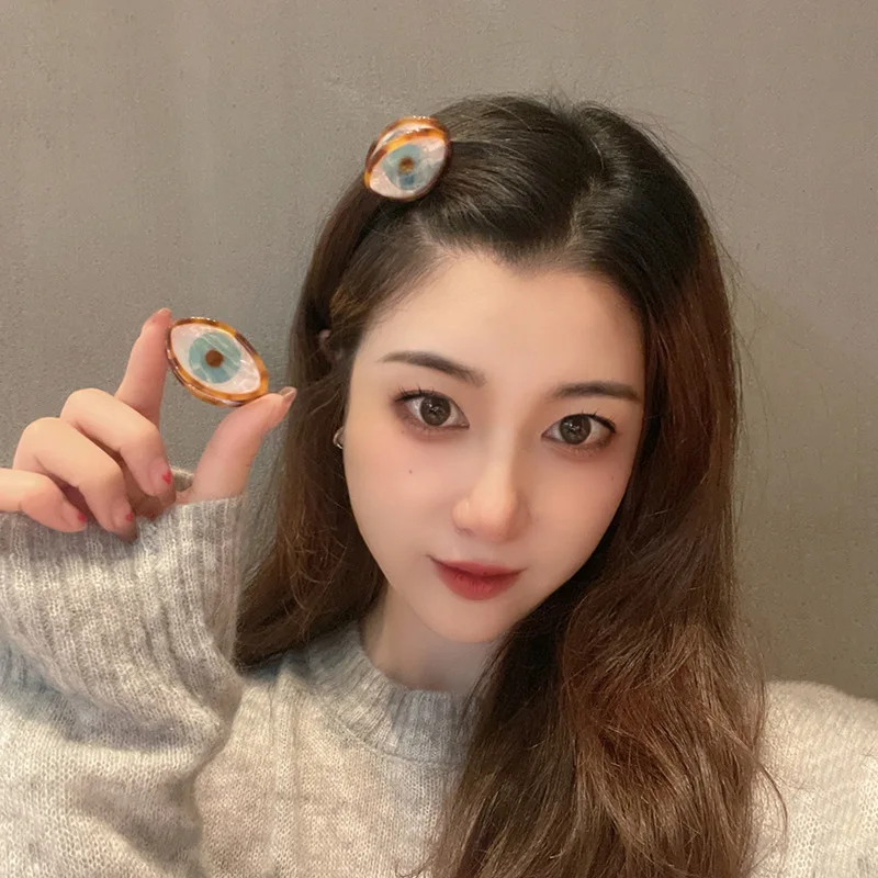 인기있는 작은 눈 아세테이트 헤어 클립, 악마 눈 헤어 클로 클립, 여성 소녀 트렌디 엉뚱한 헤어 액세서리, 인기 판매