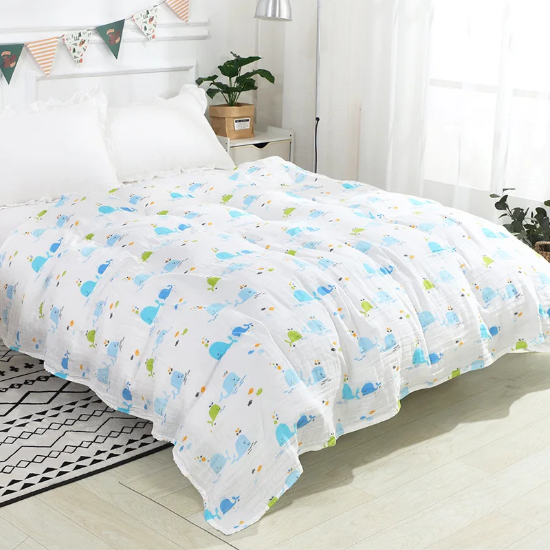 150x200CM Baby Summer Cool Blanket Bamboo Cotton Breathable Sweat-absorbing Double Gauze Blanket Home Children Adult
