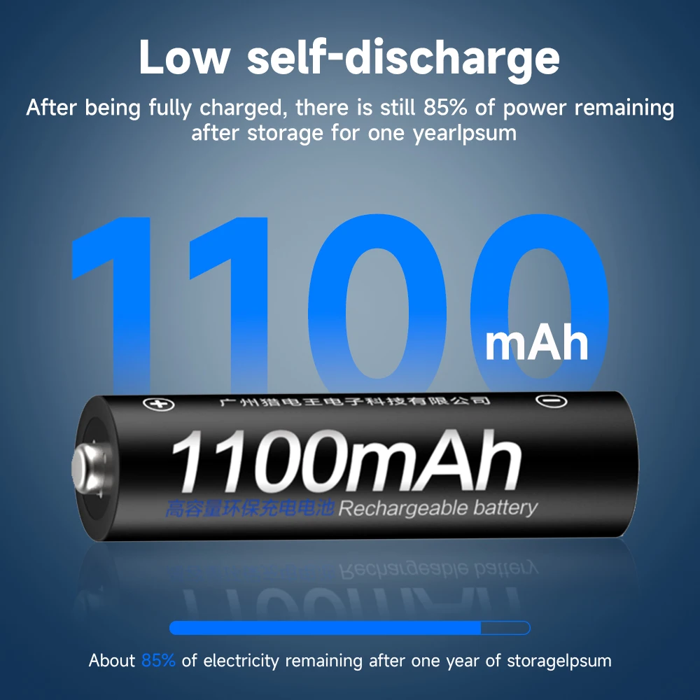 PALO 1,2 V AAA NI-MH-Akku, 1100 mAh, für Elektrorasierer/Taschenlampe/Notbeleuchtung/drahtloses Telefon – Detail 7