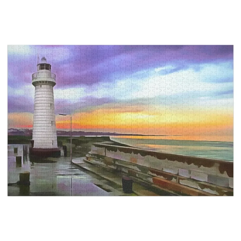 

Donaghadee Lighthouse, Ireland. (Painting) Jigsaw Puzzle Personalized Wooden Name Custom Wood Wooden Name Puzzle
